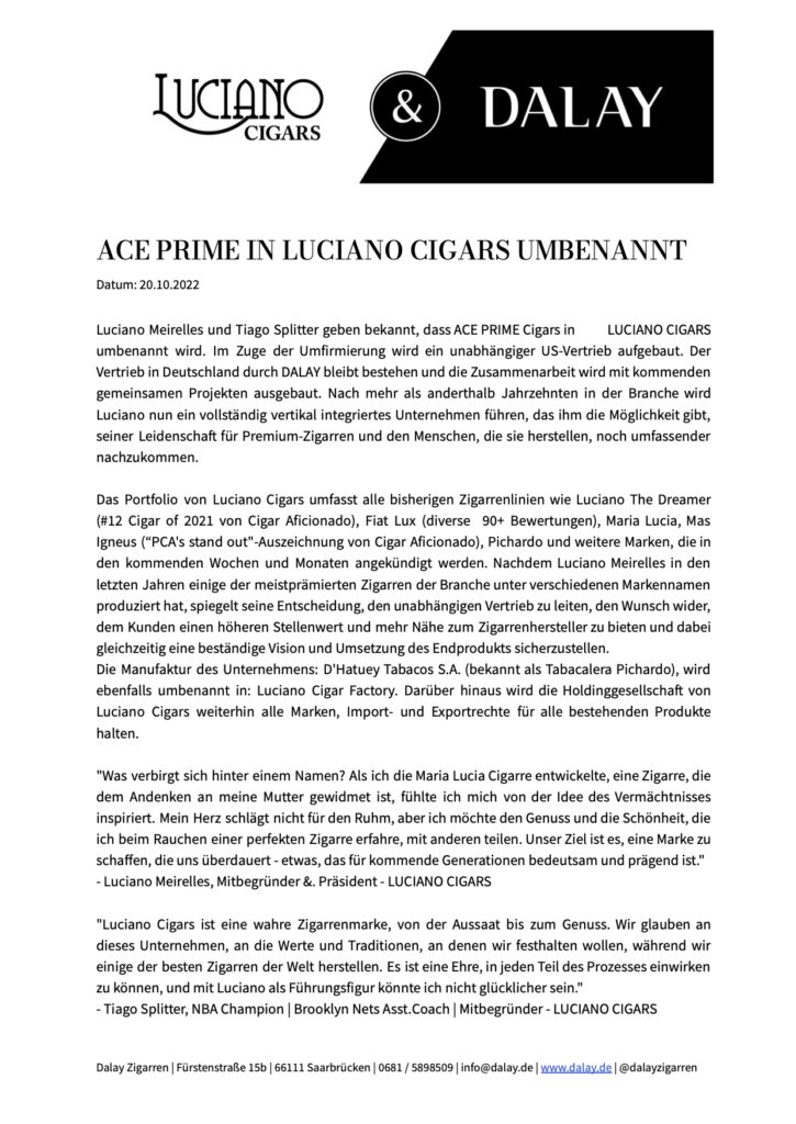 PR DALAY - ACE PRIME WIRD IN LUCIANO ZIGARREN